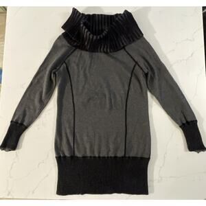 Cache Pullover Cowl‎ Neck L Black Gray 90s Sweater Business VTG Whimsigoth